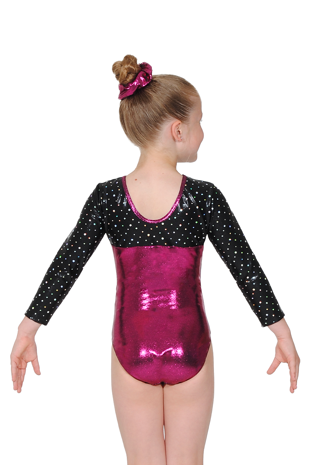 Girls Belle V Neck 3/4 Sleeve Shine Gymnastics Leotard