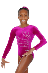 Tiara Crystal Motif Long Sleeved Gymnastics Leotard