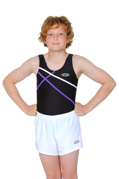 The Zone Atlas Boys Sleeveless Gymnastics Leotard - White/Navy/Turquoise, Size 26 (5-6 Years)